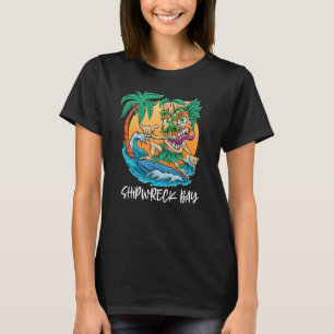 Shipwreck Bay New Zealand Palm Tree Surfing Beach T-Shirt