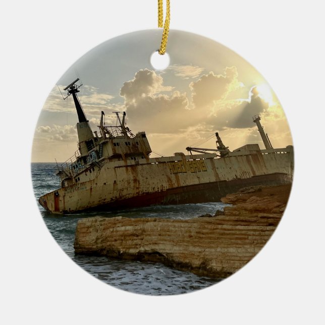 Shipwreck Ceramic Ornament (Front)