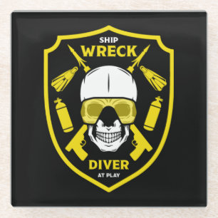 shipwreck divers glass coaster