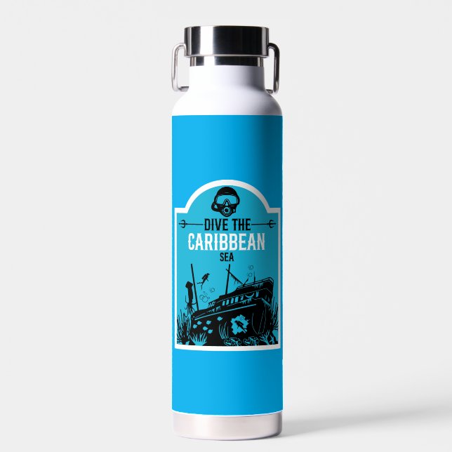 Shipwreck Diving Caribbean  Water Bottle (Front)