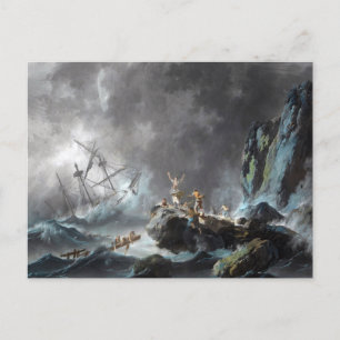 Shipwreck in a Storm 1872 Postcard