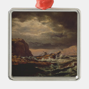 Shipwreck on the Norwegian Coast by Johan Dahl  Metal Ornament