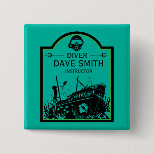 Shipwreck Sea Divers 2 Inch Square Button
