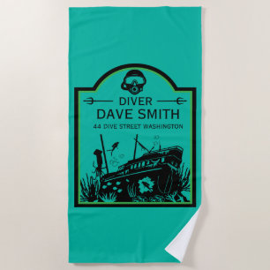 Shipwreck Sea Divers Beach Towel