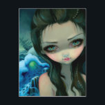 "Shipwreck Siren" Postcard<br><div class="desc">This painting features a Siren - a ship wrecking on the rocks in the ocean behind her - her song and mythical beauty draw the sailors near... . This painting is for another oracle deck project, this deck is all water-themed, being written by my two sisters Kachina Glenn and Amber...</div>