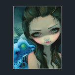 "Shipwreck Siren" Postcard<br><div class="desc">This painting features a Siren - a ship wrecking on the rocks in the ocean behind her - her song and mythical beauty draw the sailors near... . This painting is for another oracle deck project, this deck is all water-themed, being written by my two sisters Kachina Glenn and Amber...</div>