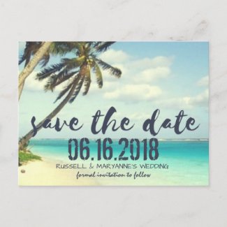 Shipwrecked Beach Wedding Save the Date Postcard