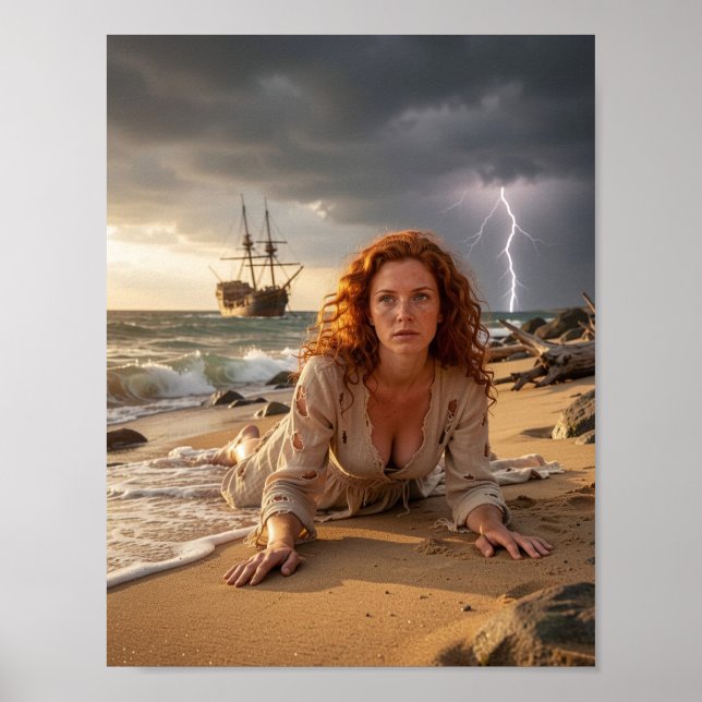 Shipwrecked by Thunder on the Shore Poster (Front)