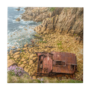shipwrecked ship RMS Mulheim Lands End Cornwall Tile