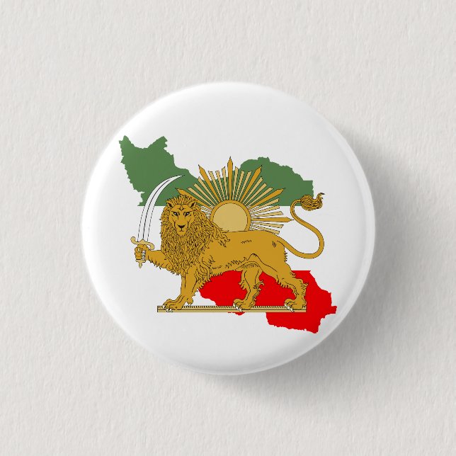 Shir o Khorshid - Lion and Sun - Flag of Iran 1 Inch Round Button (Front)