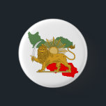 Shir o Khorshid - Lion and Sun - Flag of Iran 1 Inch Round Button<br><div class="desc">Shir o Khorshid in Farsi which means Lion and Sun is the icon of Persia. Iranians have had this sign on the flag of Iran for hundreds of years ago. Persians are proud of this symbol due to their ancient civilization.</div>