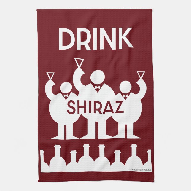 Shiraz Wine Drinkers Kitchen Towel (Vertical)
