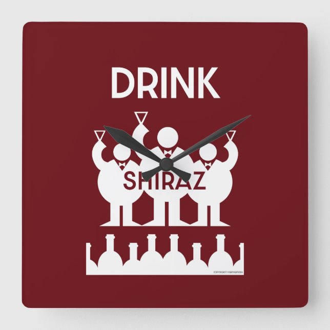 Shiraz Wine Drinkers Square Wall Clock (Front)