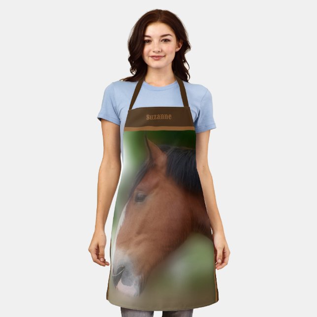 Shire Draught Horse Face Personalized Apron (Worn)