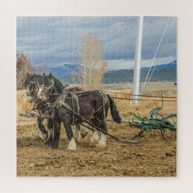 Shire Horses and Plow - 676 piece Jigsaw Puzzle (Vertical)