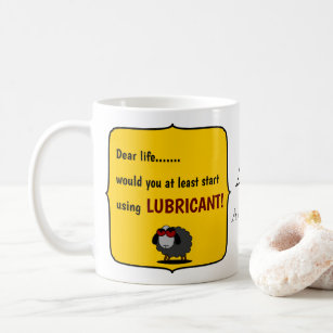 Shirley Funny Sheep Use Lubricant Yellow Monogram Coffee Mug
