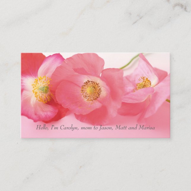 Shirley poppies up close mom calling card (Front)