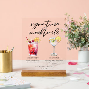 Shirley Temple Lemon Drop Signature Mocktails Acrylic Sign