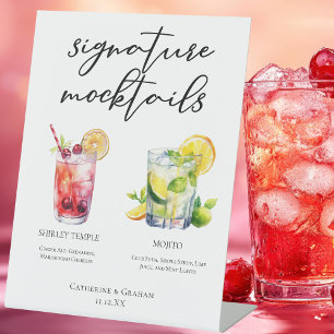 Shirley Temple Mojito Signature Mocktails Menu Pedestal Sign