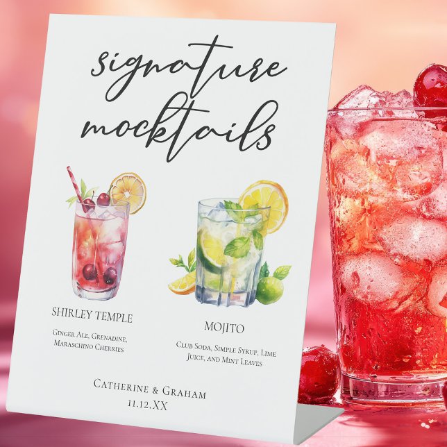 Shirley Temple Mojito Signature Mocktails Menu Pedestal Sign (Creator Uploaded)