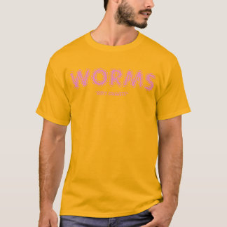 shirt advertising worms as a food