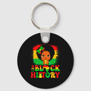 Shirt Afro Messy Bun Black History Keychain