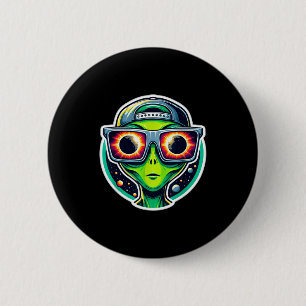 Shirt Alien Watching Total Solar Eclipse 2 Inch Round Button
