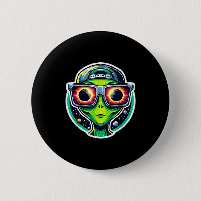 Shirt Alien Watching Total Solar Eclipse 2 Inch Round Button (Front)