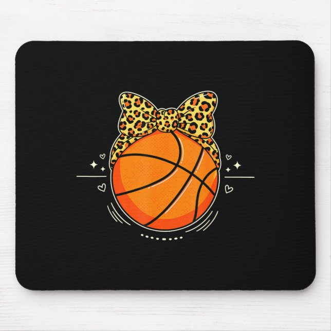 Shirt Basketball Leopard Cheetah Bow Girly Mouse Pad (Front)