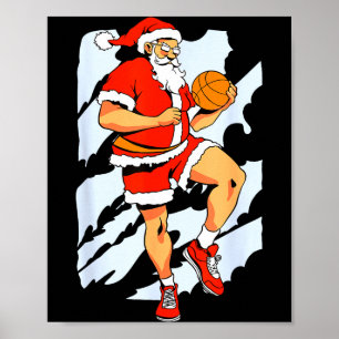 Shirt Basketball Player Santa Claus Poster