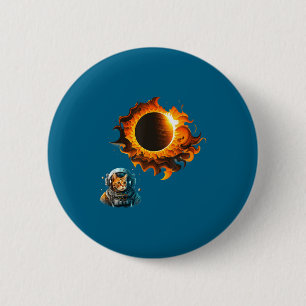 Shirt Cat Astronaut Watching Solar Eclipse 2 Inch Round Button