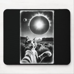 Shirt Cat Taking Selfie Solar Eclipse Mouse Pad
