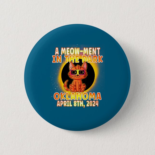 Shirt Cat Total Solar Eclipse Pun 2 Inch Round Button (Front)
