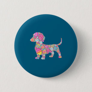 Shirt Colorful Eggs Dachshund Dog Puppy 2 Inch Round Button