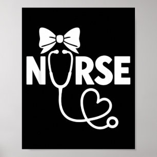 Shirt Coquette Bow Nurse Stethoscope Heart Poster
