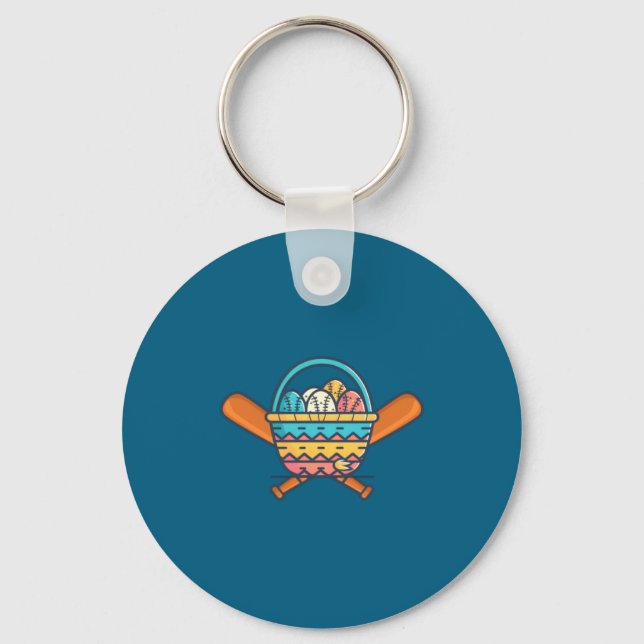 Shirt Easter Basket Baseball Bat Baseball Keychain (Front)