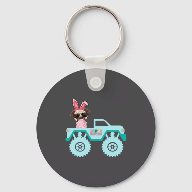 Shirt Easter Bearded Dragon Bunny Riding Keychain (Front)