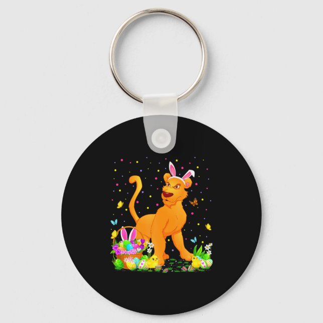 Shirt Easter Cougar Bunny Egg Hunting Keychain (Front)