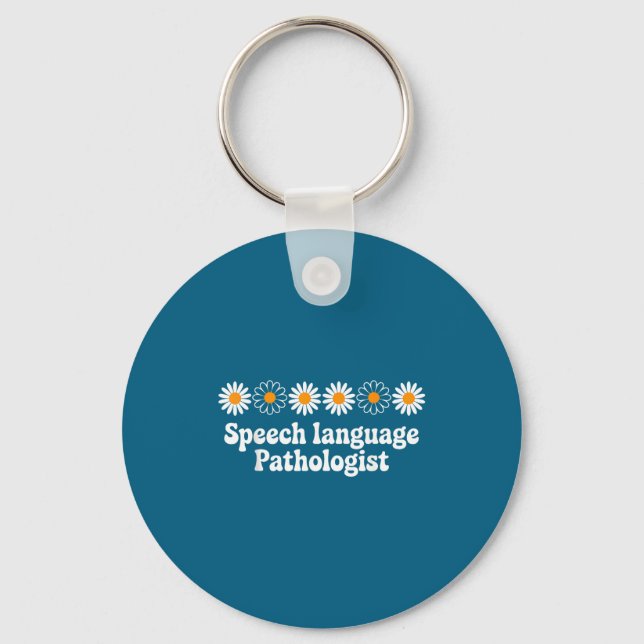 Shirt Floral Speech Language Pathologist Therapist Keychain (Front)
