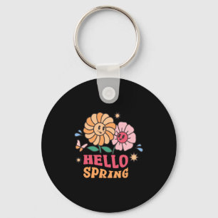 Shirt Hello Spring Flowers Sunshine Easter Keychain