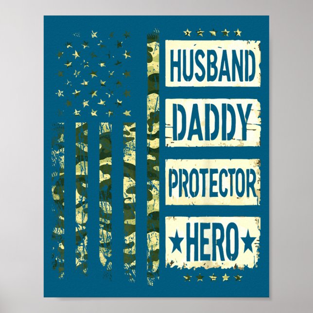 Shirt Husband Daddy Protector Hero Fathers Poster (Front)