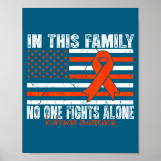 Shirt Leukemia Awareness Orange Ribbon Flag Poster