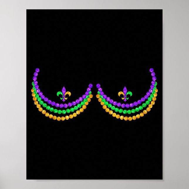 Shirt Mardi Gras Funny Beads S Outline Costume Hum Poster (Front)