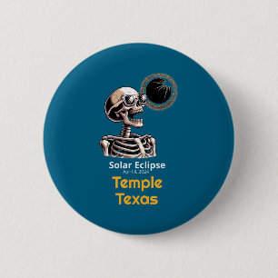 Shirt Skeleton Solar Eclipse Temple Texas 2 Inch Round Button