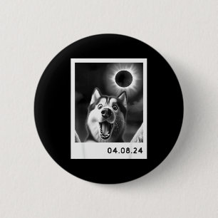 Shirt Solar Eclipse Totality Siberian Husky 2 Inch Round Button