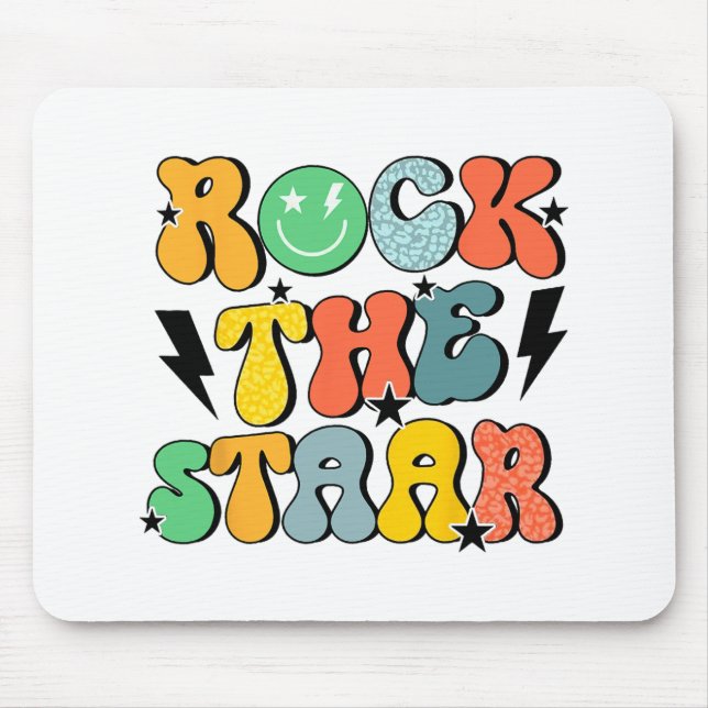 Shirt Test Day Rock The Funny Staar Test Squad  Mouse Pad (Front)