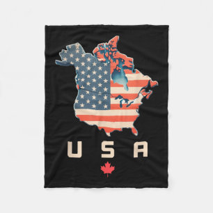 Shirt With Canada And Usa Map - Annex America’s Fleece Blanket
