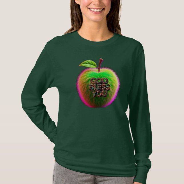 shirt with green apple design (Front)