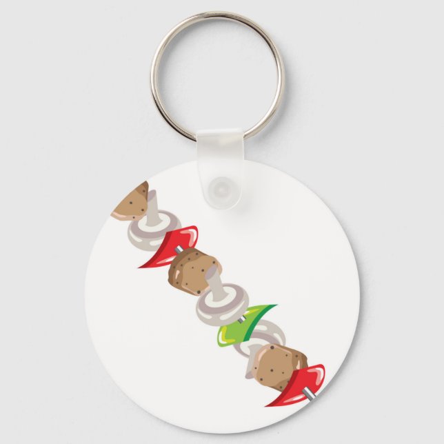 Shish Kabob vector Illustration clip-art Keychain (Front)