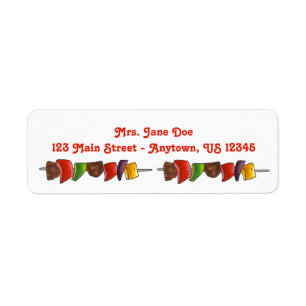 Shish Kebab Vegetable BBQ Picnic Cookout Labels
